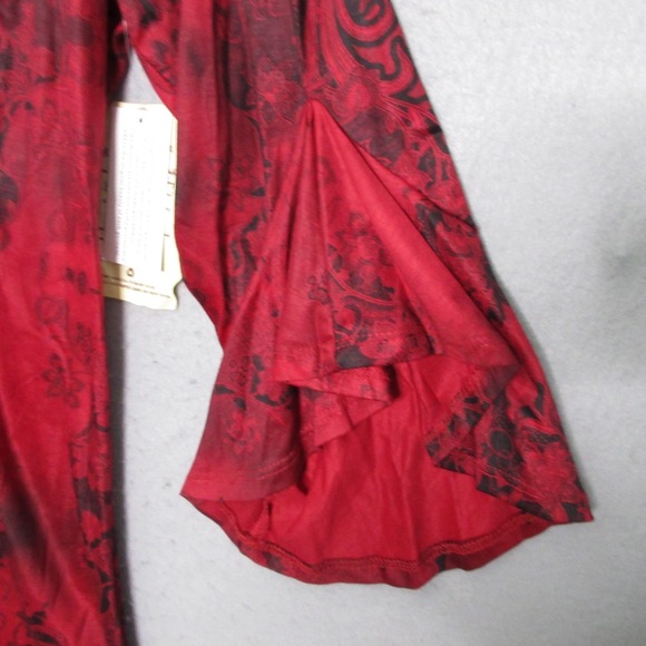 One World Top Plus 1X Floral Whimsigoth Y2K Goth Studded Lace Bell Sleeve NWT - Picture 3 of 14